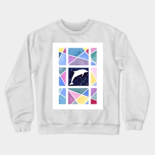 Dolphin with colorful abstract background Crewneck Sweatshirt